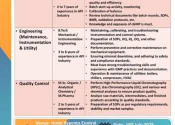 AMI Lifesciences is Hiring! Walk-In for API Production, Engineering & QC Roles