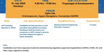 Walk-In Opportunity at Cipla – API Production Department | 13th July 2025
