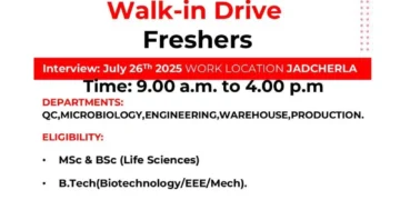 Hetero Biopharma Ltd – Walk-In Drive for Freshers on 26th July 2025