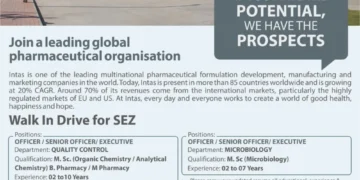 Walk-In Drive at Intas Pharmaceuticals – 26th July 2025