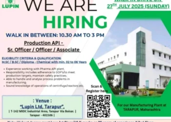 Lupin Limited – Walk-In Interviews for Multiple Positions on 27th July 2025