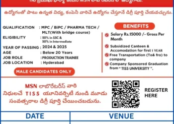 MSN LABS – Walk-In Drive for FRESHERS on 29th – 31st July’ 2025
