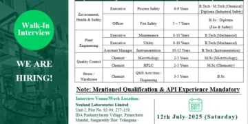 Neuland Laboratories – Walk-In Interview on 12th July 2025