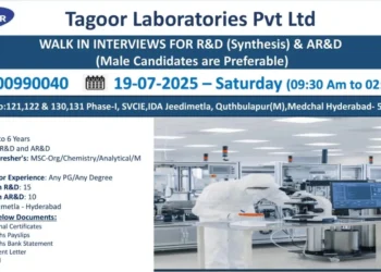 Freshers & Experienced Welcome! Walk-In Drive at Tagoor Laboratories – 19th July