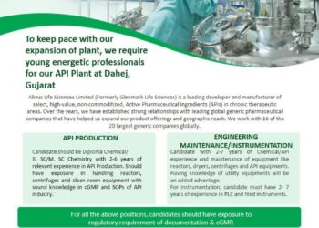 Alivus Life Sciences – Walk-In Interview | API Production & Engineering Maintenance on 3rd October 2025