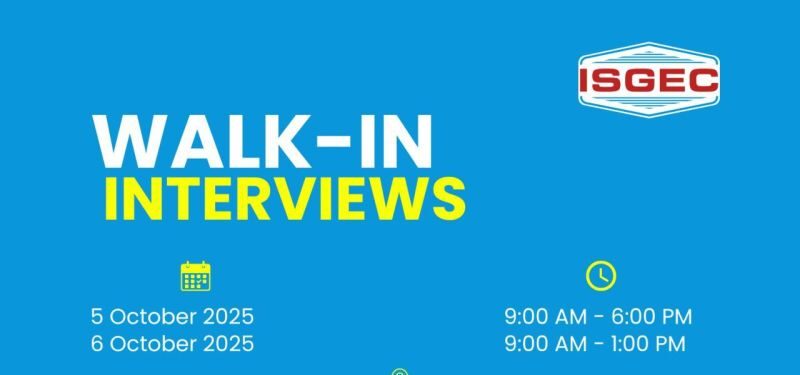 ISGEC Walk-In Interviews – 5th & 6th October 2025