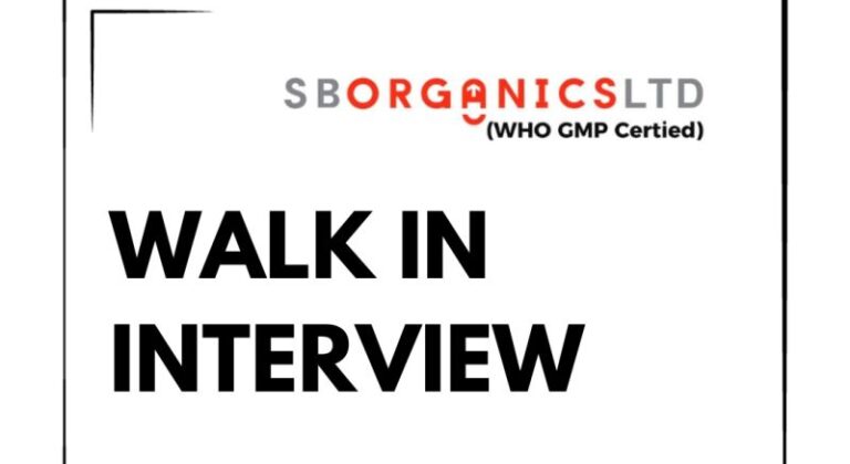 SB Organics Ltd – Walk-In Interviews on 12th & 13th September 2025