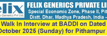 Felix Generics Pvt. Ltd. – Walk-In Interview on 05th October 2025