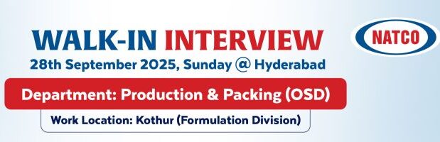 NATCO Pharma – Walk-In Interview for Production & Packing (OSD) on 28th September 2025