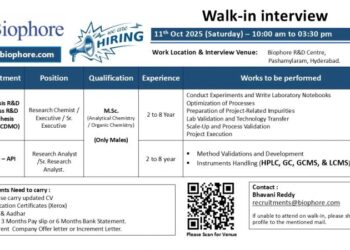 Biophore – Walk-In Interview on 11th October 2025
