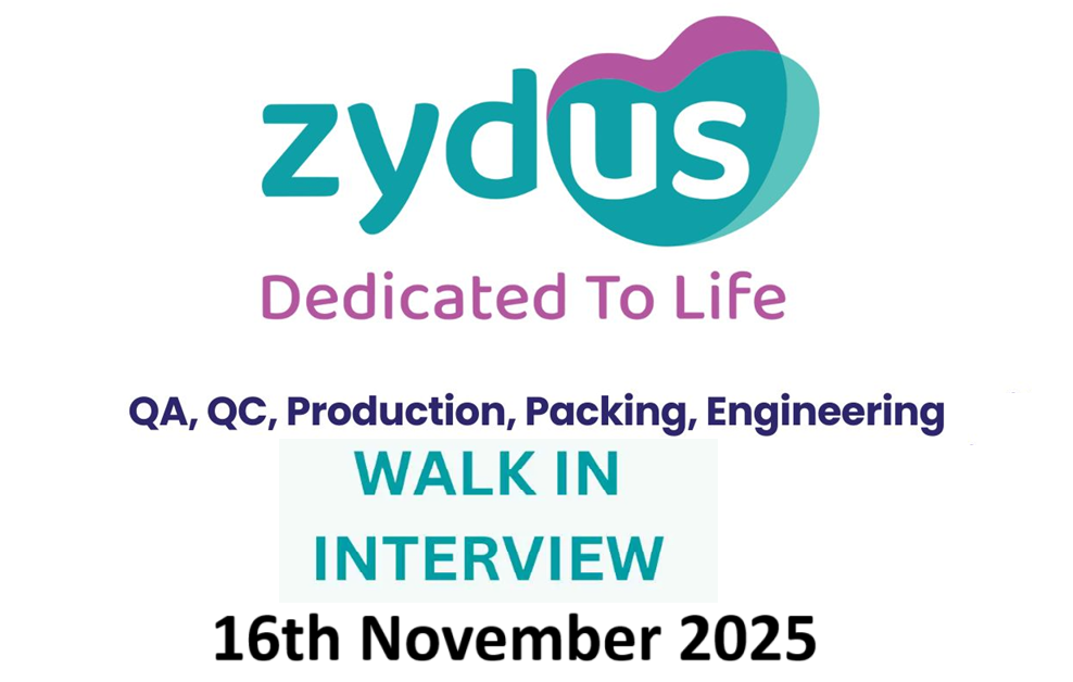 Zydus Healthcare Limited – Multiple Openings for Production, Engineering, QA & QC Departments on 16th November 2025
