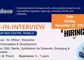 Indoco Remedies Ltd – Walk-In Interview for Formulation & Development Department on 2nd November 2025