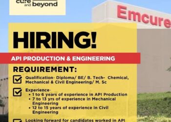 Emcure Pharmaceuticals Ltd – Walk-In Interviews for API Production & Engineering Departments on 7th, 8th & 9th November 2025