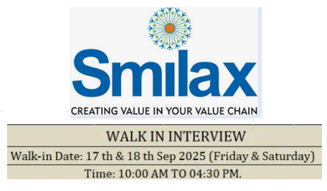 Smilax Laboratories Ltd – Walk-In Interview at Hyderabad & Vizag