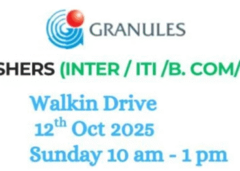 Granules India Ltd – Walk-In Drive for Freshers (Inter / ITI / B.Com / B.A) on 12th October 2025