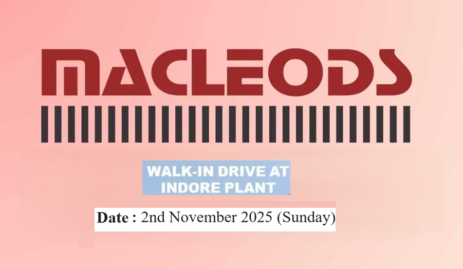 Macleods Pharmaceuticals Ltd. – Walk-In Drive for Quality Control (OSD) department professionals at its Indore plant.
