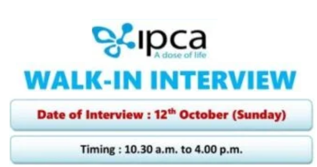 Ipca Laboratories Limited – Walk-In Interview on 12th October 2025
