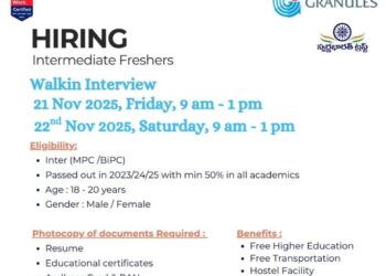 Granules India Ltd – Walk-In Interviews for Intermediate Freshers on 21st & 22nd November 2025