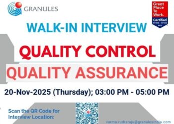 Granules India Ltd – Walk-In Interview for QA & QC Departments on 20 November 2025
