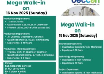 Deccan Fine Chemicals (India) Pvt. Ltd. – Mega Walk-In Interviews on 15th & 16th November 2025