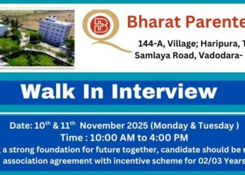 Bharat Parenterals Ltd. – Walk-In Interviews for Multiple Departments on 10th & 11th November 2025