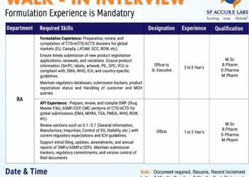 SP Accure Labs – Walk-In Interviews on 8th November 2025