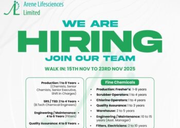 Arene Lifesciences Limited – Career Opportunities Across Multiple Departments on 15th to 23rd November 2025