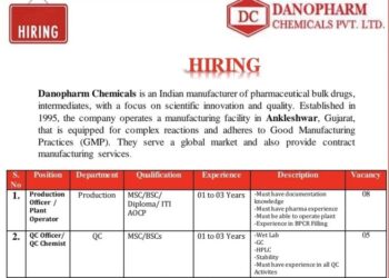 Danopharm Chemicals – Walk-in Interview for Production & QC Departments |