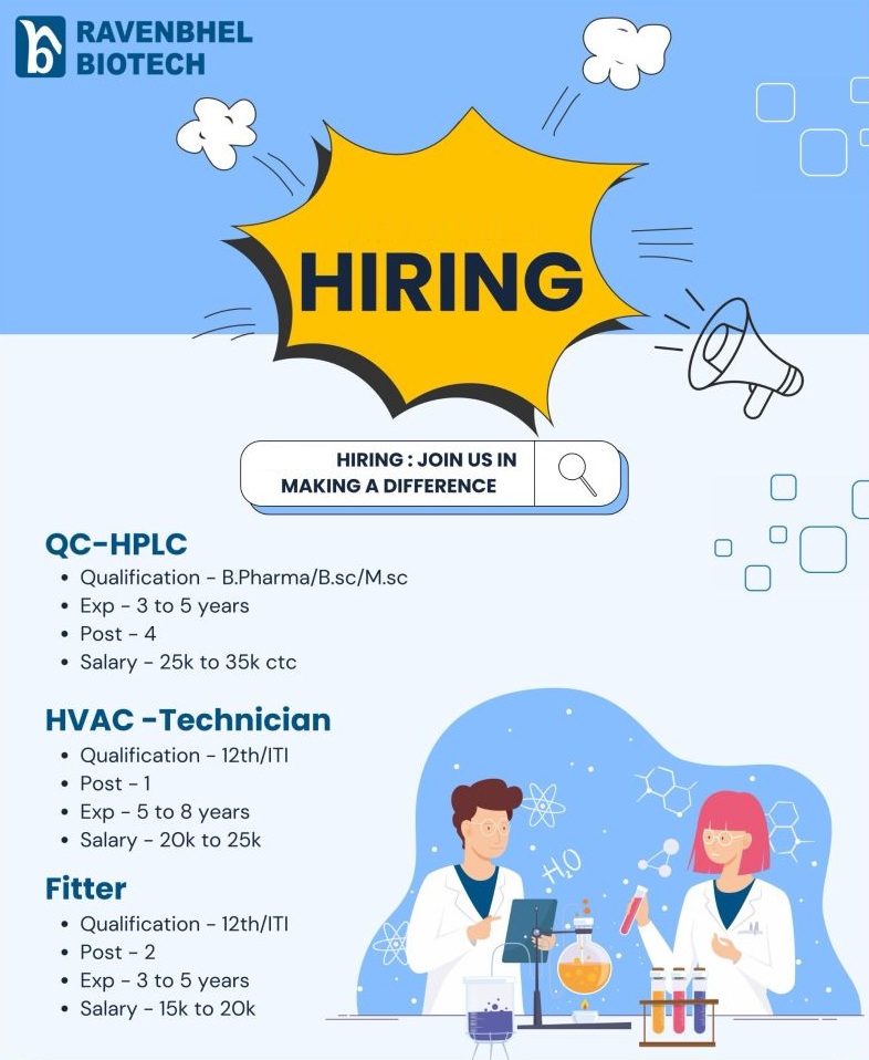 Ravenbhel Biotech – Hiring For Multiple Positions || Apply Now