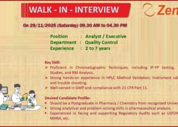 Zenara Pharma Pvt Ltd – Walk-In Interview on 29th November 2025