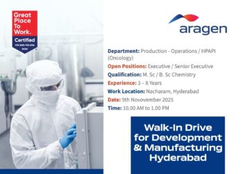 Aragen Life Sciences – Walk-In Drive on 9th November 2025
