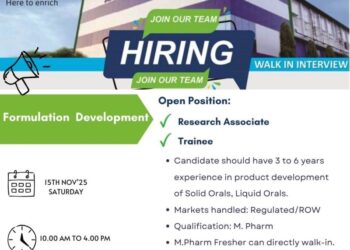 Ashish Life Science Pvt. Ltd. – Walk-In Interview for Freshers on 15th November 2025