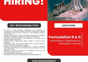 Caplin Point Laboratories Ltd – Hiring for formulation R&D (Injectables & Ophthalmics) || Apply Now