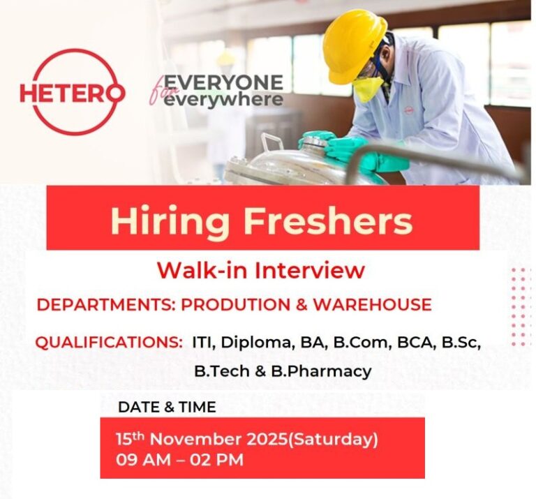 HETERO – Walk-In Interview for Freshers on 15th November 2025