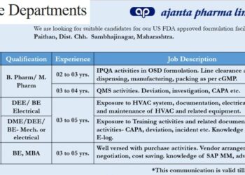 Ajanta Pharma Limited – Hiring for Multiple Departments || Apply now