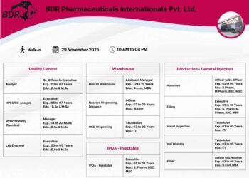 BDR Pharmaceuticals International Pvt. Ltd. – Walk-In Interview for QC, Warehouse, Production & IPQA Departments on 29th November 2025