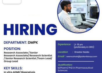 Jubilant Biosys – Hiring DMPK Department || Apply Now