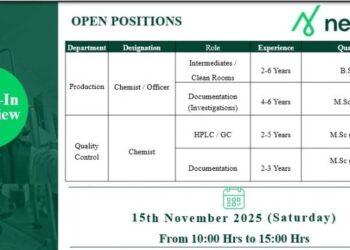 Neuland Laboratories Limited – Walk-In Interview on 15th November 2025
