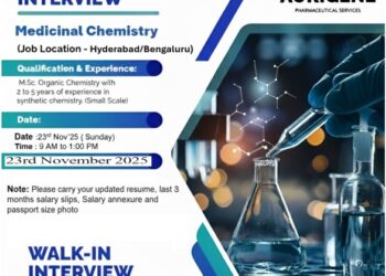 Aurigene Pharmaceutical – Walk-In Interview for Medicinal Chemistry on 23rd November 2025