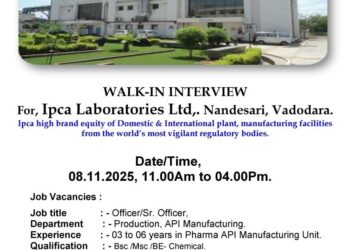 Ipca Laboratories Ltd. – Walk-In Interview on 8th November 2025