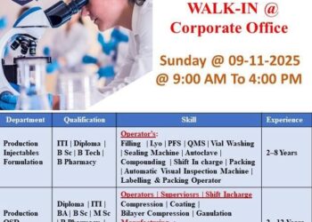 MSN Laboratories Pvt. Ltd. – Walk-In Interview for Production Departments on 9th November 2025
