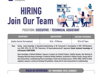 Torrent Pharmaceuticals Ltd – Walk-in Interview for Executive / Technical Assistant on 23rd November 2025