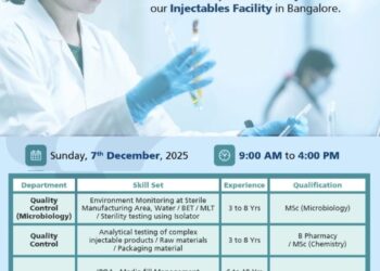 Biocon Limited – Walk-In Interview for Quality Positions (Injectables Facility) on 7th December 2025
