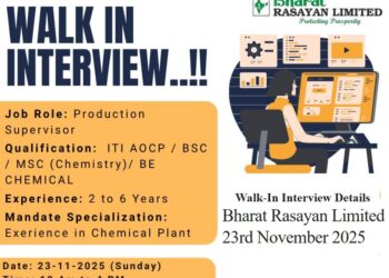 Bharat Rasayan Limited – Walk-In Interview for Production Supervisor on 23rd November 2025