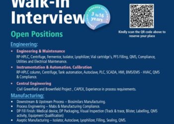 Biocon Biologics – Walk-In Interview for Engineering and Manufacturing Departments on 9th November 2025