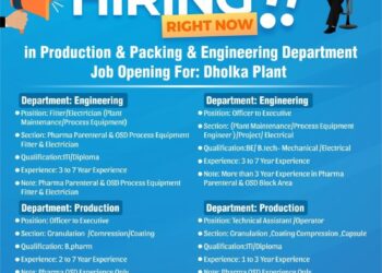 Cadila Pharmaceuticals Ltd. – Hiring for Production, Packing & Engineering Departments ||