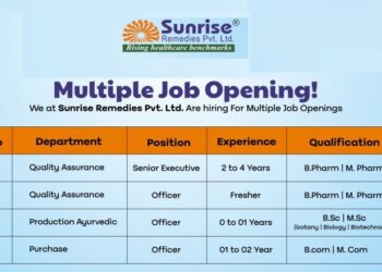 Sunrise Remedies Pvt. Ltd. – Multiple Job Openings |