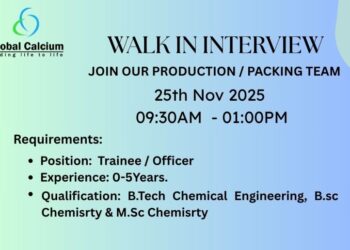 Global Calcium – Walk-in Interview for Production / Packing Team on 25th November 2025