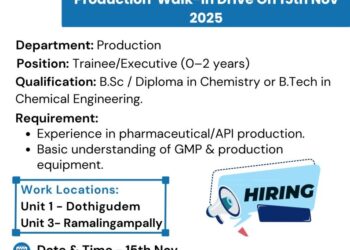 Sekhmet Pharmaventures – Walk-In Drive for Freshers on 15th November 2025