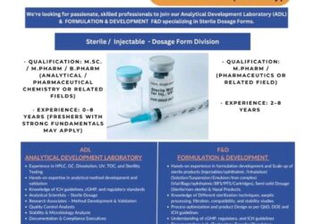 Aculife Healthcare Pvt. Ltd – Walk-In Interview for ADL & F&D Departments (Sterile/Injectable Division)